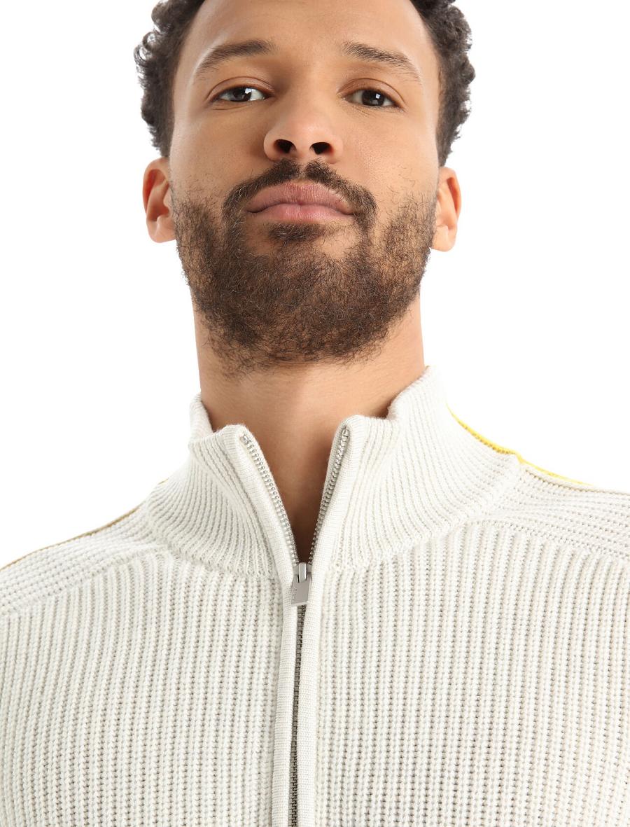 Ecru Heather / Silent Gold Icebreaker Merino Lodge Long Sleeve Half Zip Men's Sweaters | AU 1213NWYB